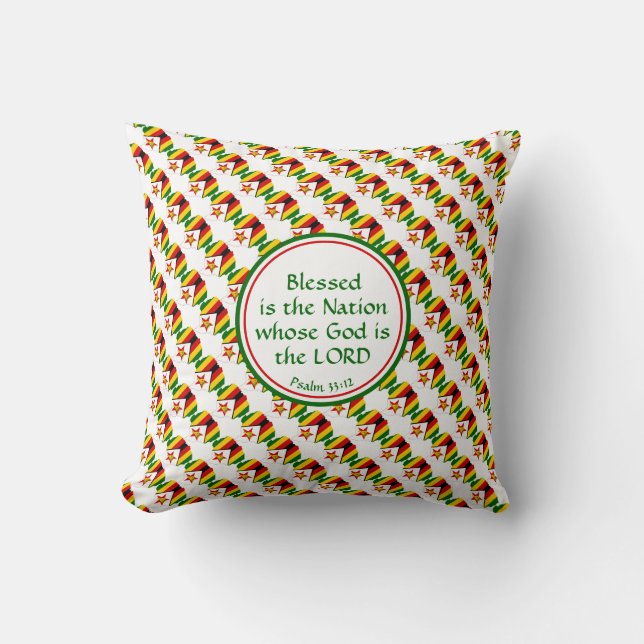 ZIMBABWE FLAG Custom Scripture BLESSED NATION Cushion (Front)