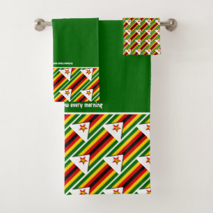 ZIMBABWE FLAG Customised Scripture GREEN Bath Towel Set