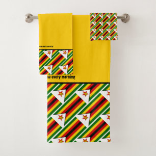 ZIMBABWE FLAG Customised Scripture YELLOW Bath Towel Set