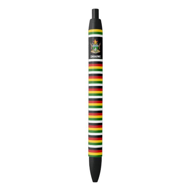 Zimbabwe Flag Cute Patriotic Black Ink Pen (Front Vertical)