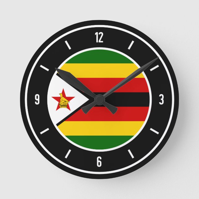 Zimbabwe Flag Elegant Round Clock (Front)