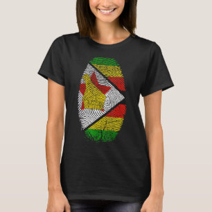 Zimbabwe Flag Fingerprint It Is In My Dna Zimbabw T-Shirt