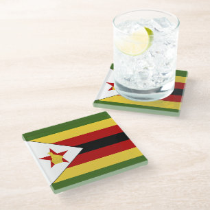Zimbabwe flag glass coaster