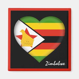 Zimbabwe flag & Heart, Africa holiday /sports Magnet