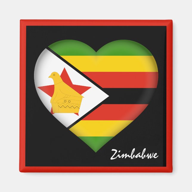 Zimbabwe flag & Heart, Africa holiday /sports Magnet (Front)