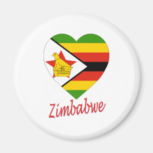 Zimbabwe Flag Heart Magnet