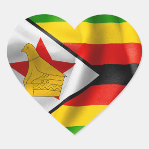Zimbabwe Flag Heart Shaped Sticker