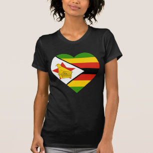 Zimbabwe Flag Heart T-Shirt