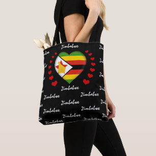 Zimbabwe Flag & Heart Zimbabwe Flag fashion /sport Tote Bag