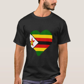 Zimbabwe Flag Heart Zimbabwean Roots Zimbabwean Pr T-Shirt
