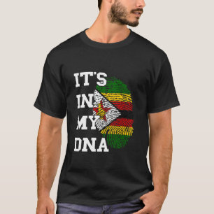 Zimbabwe Flag It's In My DNA Thumbmark Zimbabwean  T-Shirt
