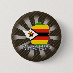 Zimbabwe Flag Map 2.0 6 Cm Round Badge