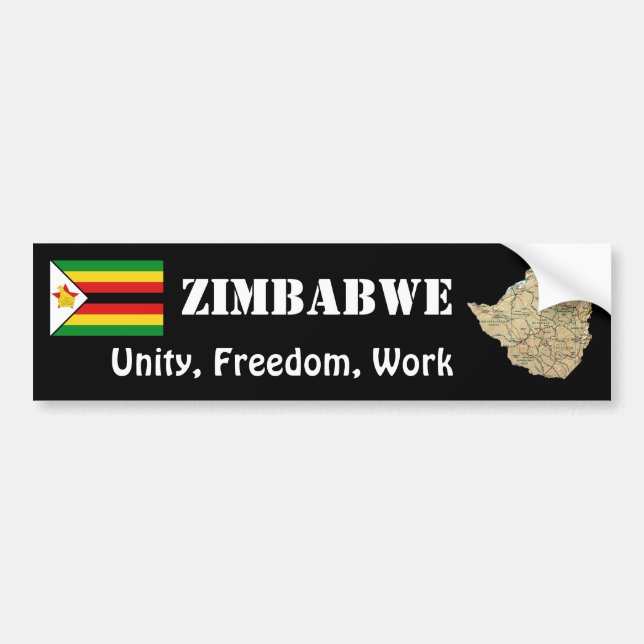 Zimbabwe Flag + Map Bumper Sticker (Front)