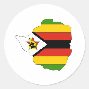 Zimbabwe flag map classic round sticker