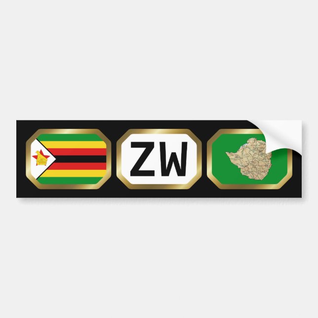 Zimbabwe Flag Map Code Bumper Sticker (Front)