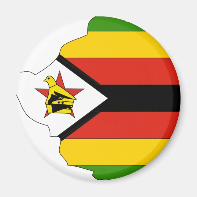 Zimbabwe flag map magnet (Front)