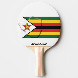ZIMBABWE FLAG & MAP Personalised Ping Pong Paddle