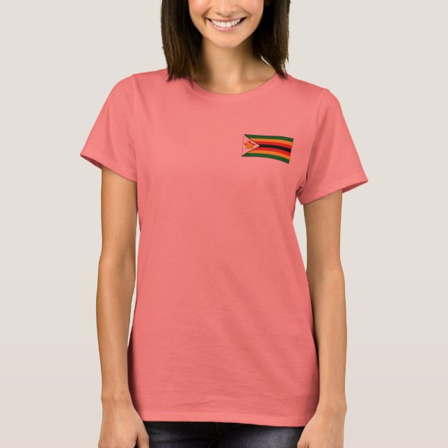 Zimbabwe Flag + Map T-Shirt (Front)