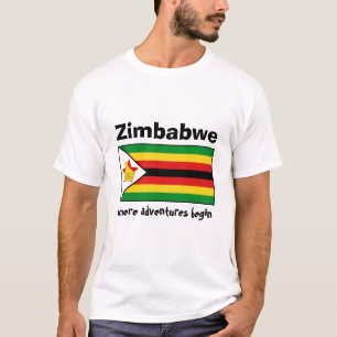 Zimbabwe Flag + Map + Text T-Shirt