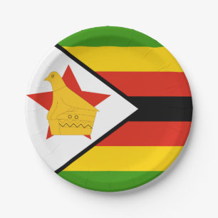 Zimbabwe Flag Paper Plate