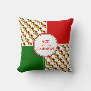 ZIMBABWE FLAG Patriotic God Bless Cushion