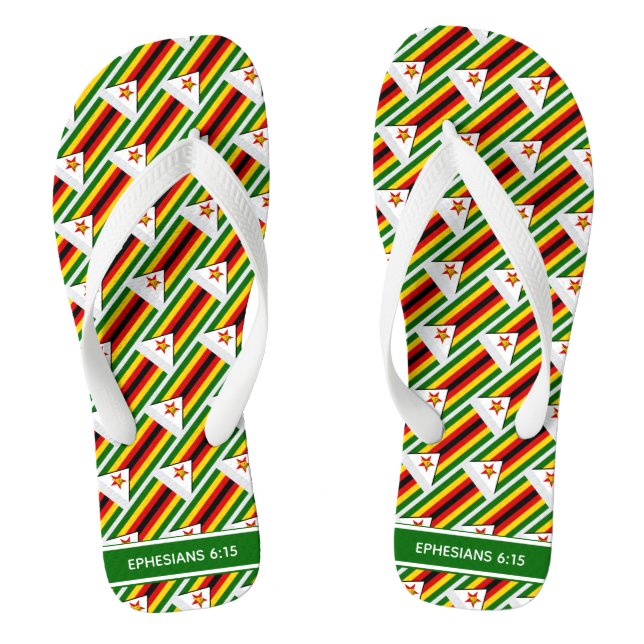 ZIMBABWE FLAG Patriotic Personalised Zimbabwean Flip Flops (Footbed)