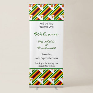 ZIMBABWE FLAG Personalised Wedding Celebration Retractable Banner