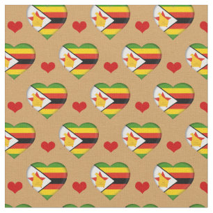 Zimbabwe Flag Red Heart fashion Fabric/Zimbabwe Fabric