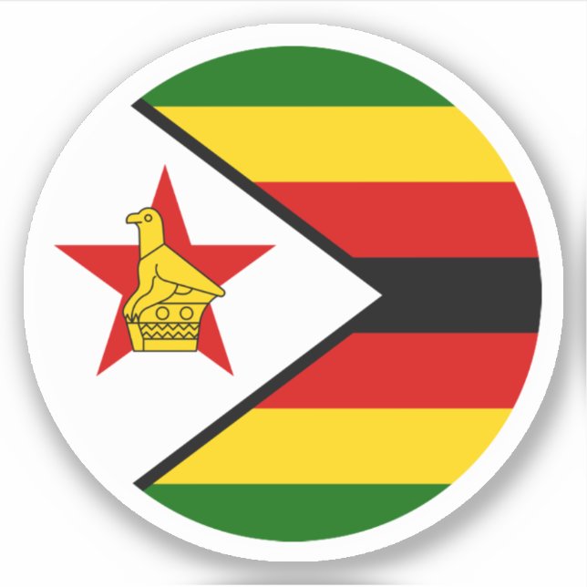 Zimbabwe Flag Round Sticker (Front)