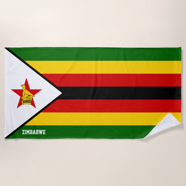 Zimbabwe Flag Splendid Patriotic Beach Towel (Front)