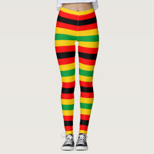 Zimbabwe flag stripes lines country colours leggings