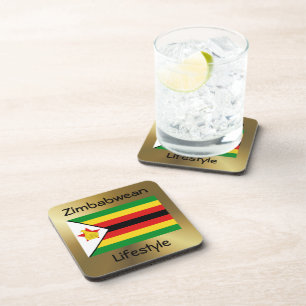 Zimbabwe Flag+Text Coaster