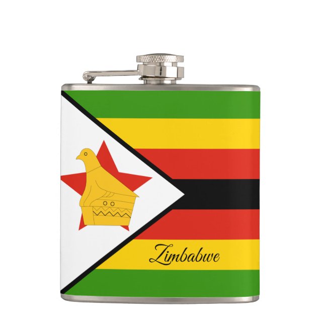 Zimbabwe Flag & travel Zimbabwe /sports fans Hip Flask (Front)