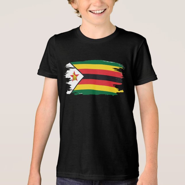 Zimbabwe flag Tri-Blend shirt (Front)