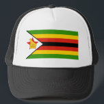 zimbabwe flag trucker hat<br><div class="desc">Flag of Zimbabwe. The flag of Zimbabwe was adopted on April 18, 1980. The soapstone bird featured on the flag represents a statuette of a bird found at the ruins of Great Zimbabwe. The bird symbolizes the history of Zimbabwe; the red star beneath it symbolizes the revolutionary struggle for liberation...</div>