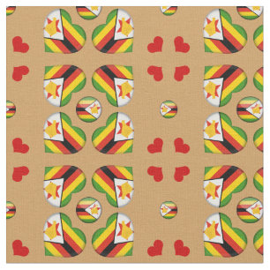 Zimbabwe Flag & Zimbabwe Heart fashion Fabric
