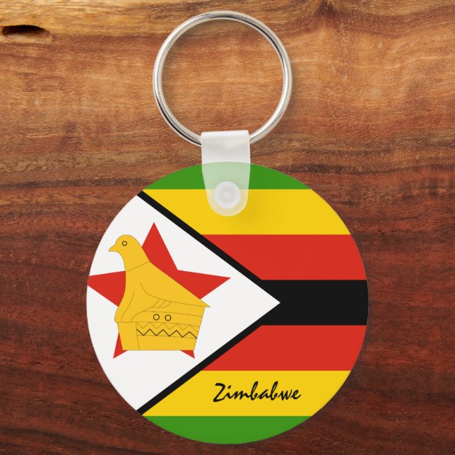 Zimbabwe Flag & Zimbabwe holiday, patriots /sports Key Ring (Front)