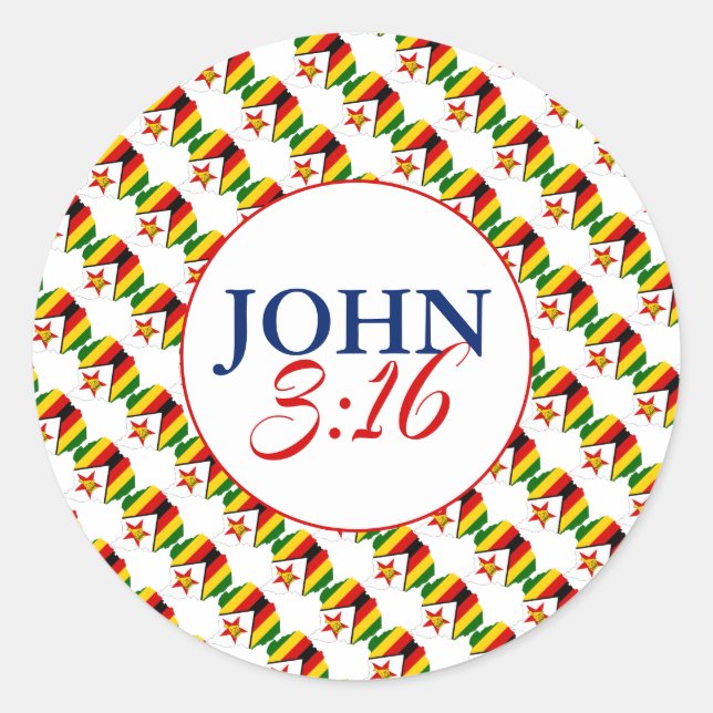 ZIMBABWE God So Loved The World John 3:16 Classic Round Sticker (Front)