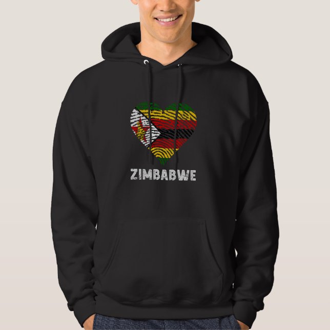 Zimbabwe Heart Vintage Zimbabwean Roots Zimbabwean Hoodie (Front)