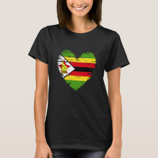 Zimbabwe Heart Zimbabwe Flag Zimbabwe Pride T-Shirt