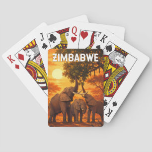 Zimbabwe Illustration Travel Art Vintage Playing Cards