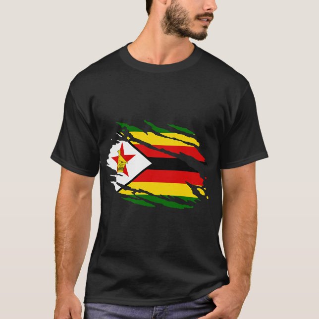 Zimbabwe In My DNA Zimbabwe Flag Proud Zimbabwean  T-Shirt (Front)