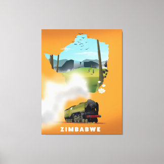 Zimbabwe Map illustrated travel poster Canvas Print