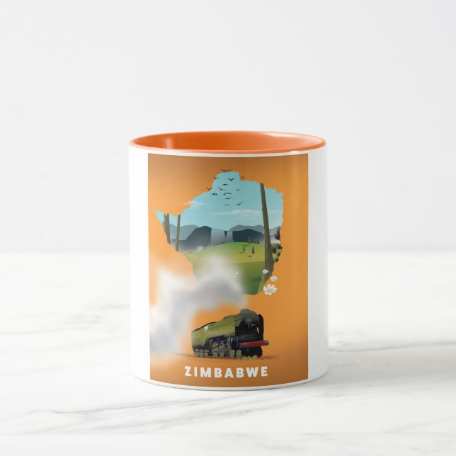 Zimbabwe Map illustrated travel poster Mug (Center)