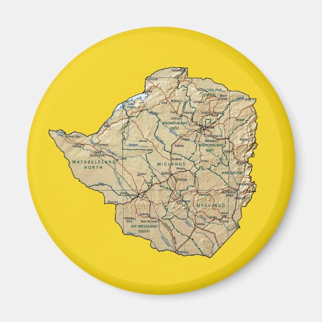 Zimbabwe Map Magnet (Front)