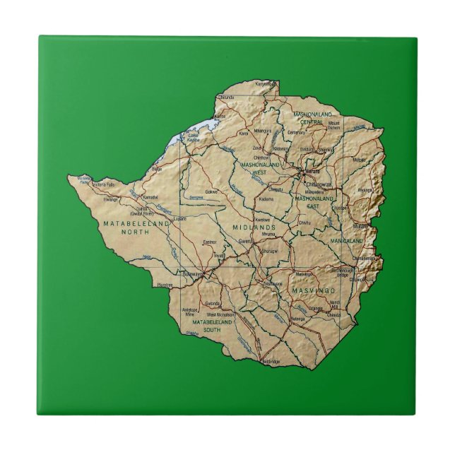 Zimbabwe Map Tile (Front)