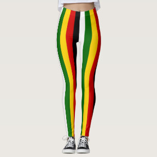 Zimbabwe National Flag Colours Vertical Striped Leggings