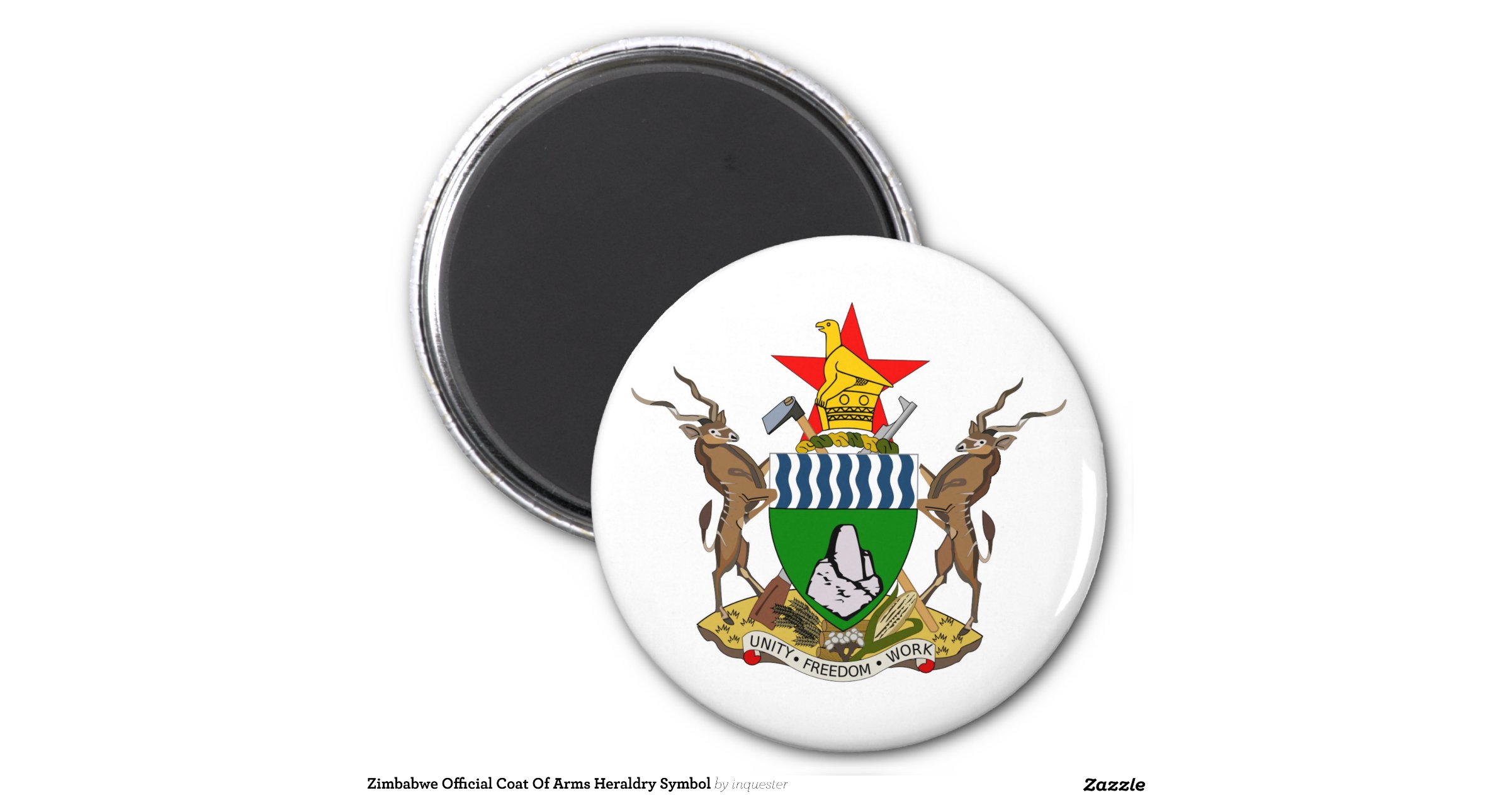 Zimbabwe Official Coat Of Arms Heraldry Symbol 6 Cm Round Magnet | Zazzle