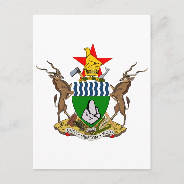 Zimbabwe Official Coat Of Arms Heraldry Symbol Postcard (Front)