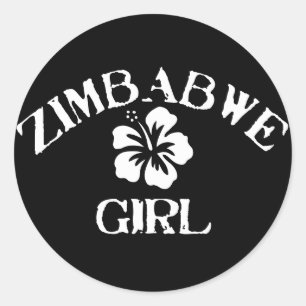Zimbabwe Pink Girl Classic Round Sticker